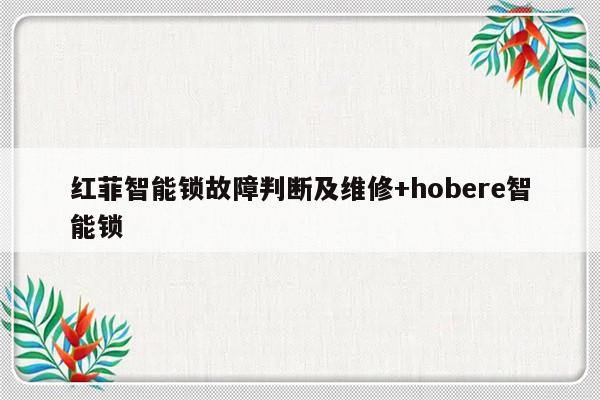 红菲智能锁故障判断及维修+hobere智能锁