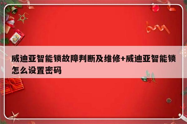 威迪亚智能锁故障判断及维修+威迪亚智能锁怎么设置密码-313啦实用网