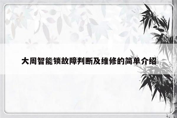 大周智能锁故障判断及维修的简单介绍