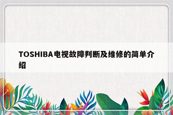 TOSHIBA电视故障判断及维修的简单介绍-313啦实用网
