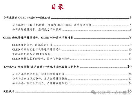 【中银化工】公司深度-莱特光电(688150.SH):国内OLED终端材料领先企业
