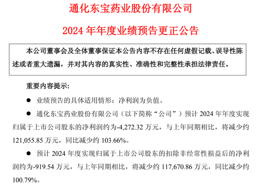 百亿市值通化东宝，业绩大“变脸”