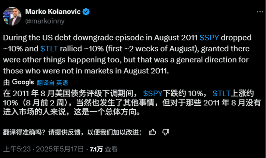 美国失去“最后一个AAA评级”，穆迪下手的时点很“微妙”，华尔街：这给了美股回调理由