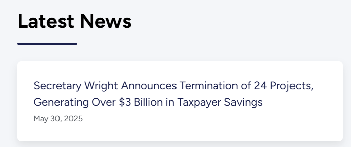 特朗普政府叫停37亿美元绿色拨款 氢能、碳捕捉等项目遭殃