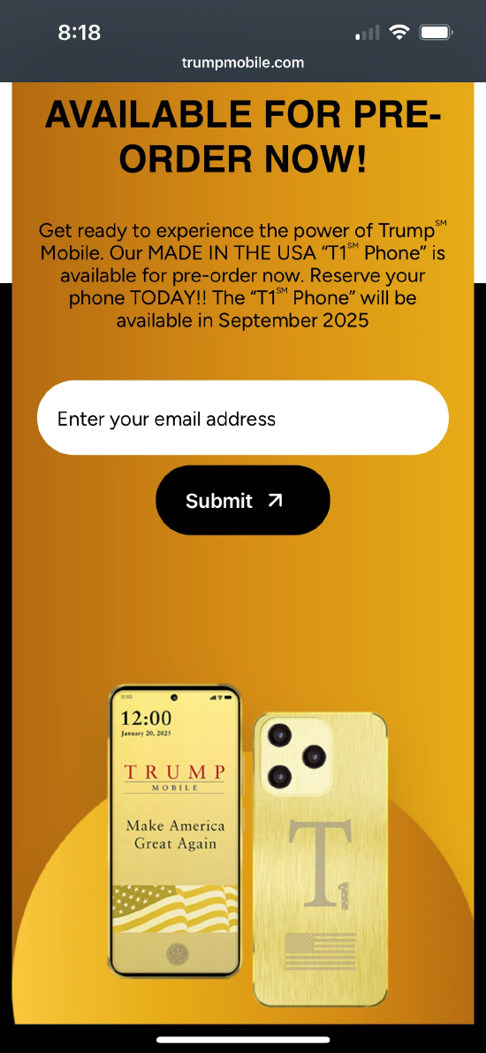 特朗普集团宣布推出移动套餐及499美元智能手机