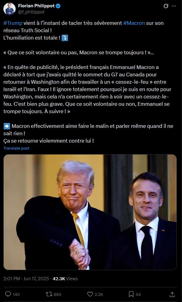 特朗普批马克龙“博眼球”,法国政客:彻头彻尾的羞辱