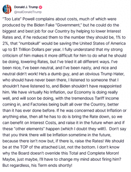 特朗普再批鲍威尔:若降息至1%-2% 每年可省万亿美元