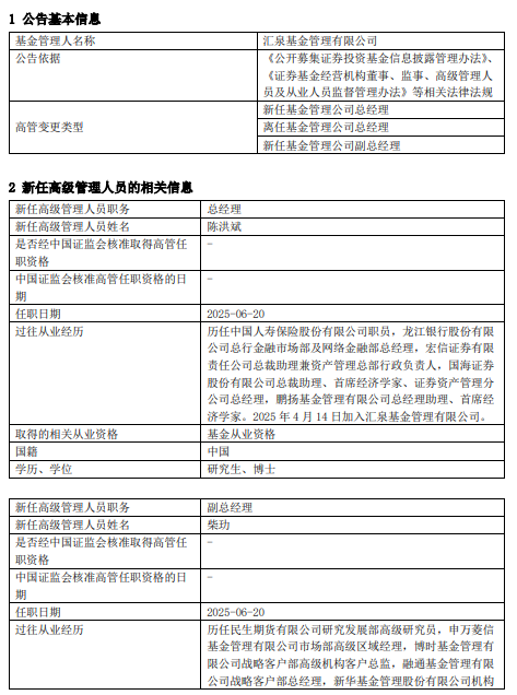 官宣！汇泉基金高层换血：梁永强卸任陈洪斌接棒，新团队能否扭转困局？