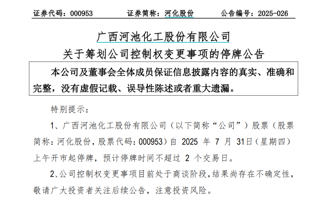 000953 筹划控制权变更！停牌前直线涨停！