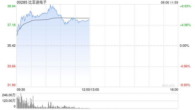 港股苹果概念走强 比亚迪电子涨超8%