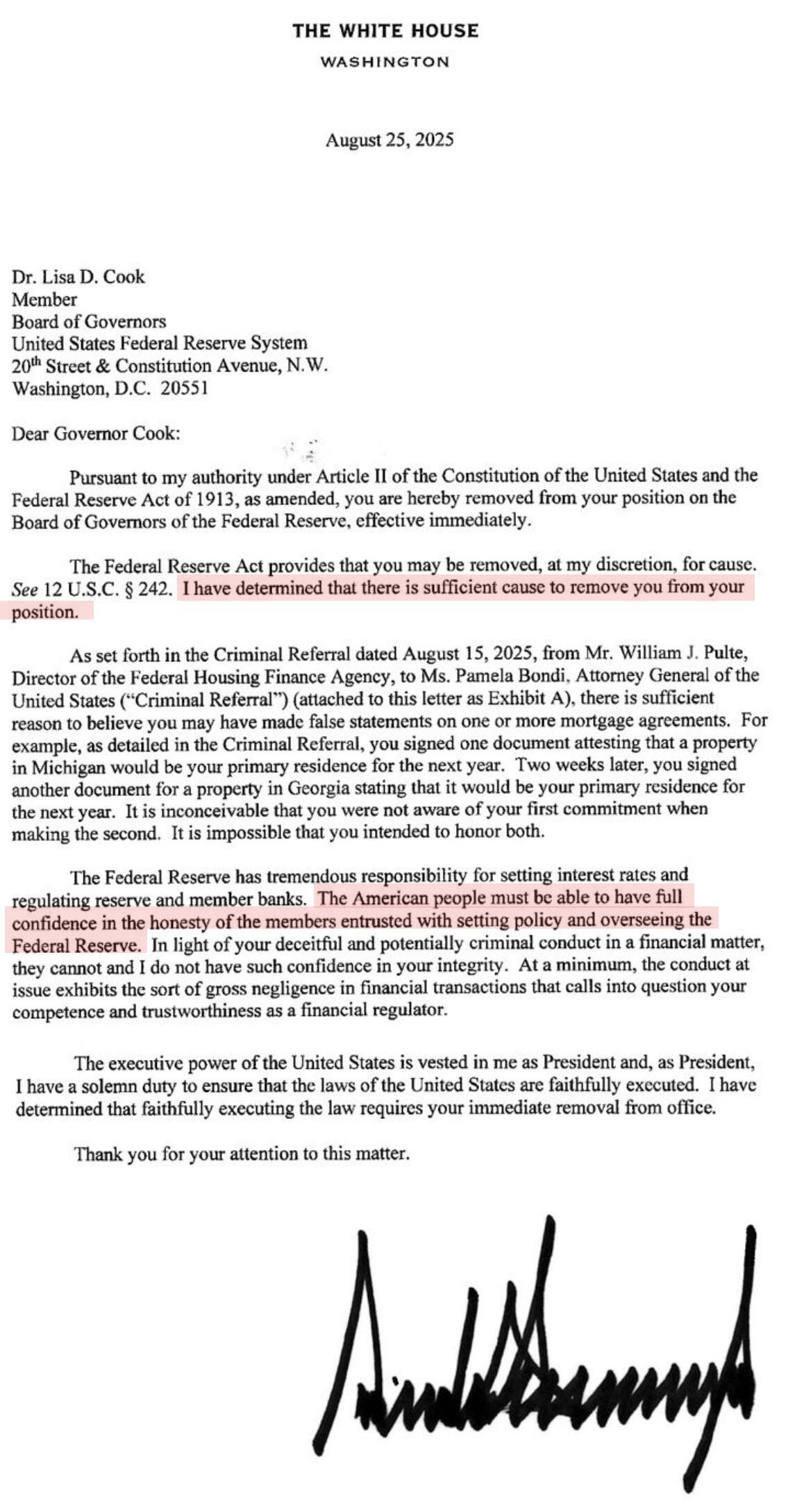 特朗普首开美国历史先河：公然罢免美联储理事！