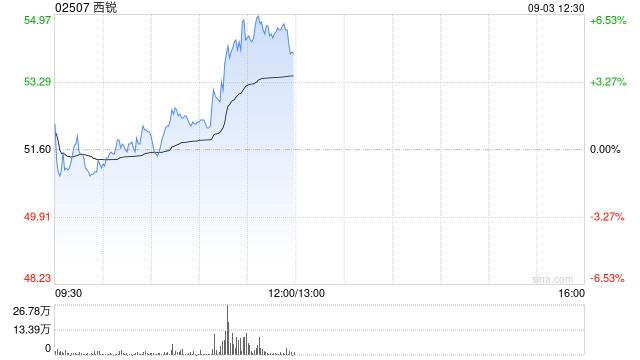 西锐午前涨超6% 公司上半年净利润同比增长82.5%超预期