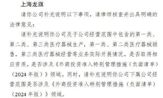 上海龙旗科技港股上市收到证监会反馈意见 需说明医疗器械业务合规性和实际开展情况等问题