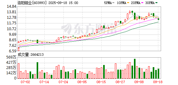 洛阳钼业大宗交易成交247.60万元