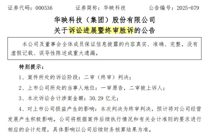 打了近7年官司,终审胜诉!000536,获赔高达30.3亿元,但拿到钱不容易-313啦实用网