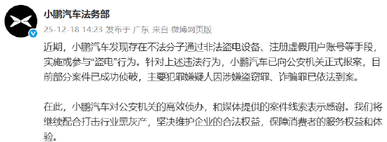 小鹏汽车重拳打击“盗电”黑灰产:已报案,坚决维护企业与用户权益-313啦实用网