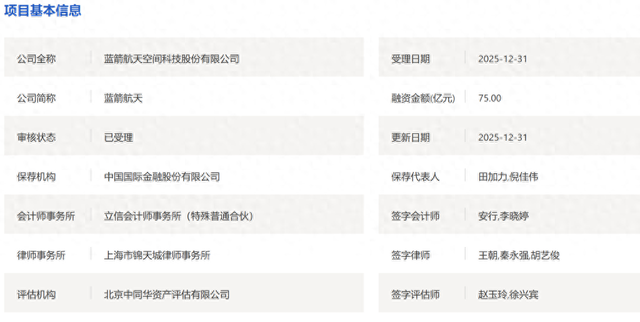 冲刺商业航天第一股！蓝箭航天IPO获受理：拟募资75亿，需实现可复用火箭发射载荷成功入轨-313啦实用网
