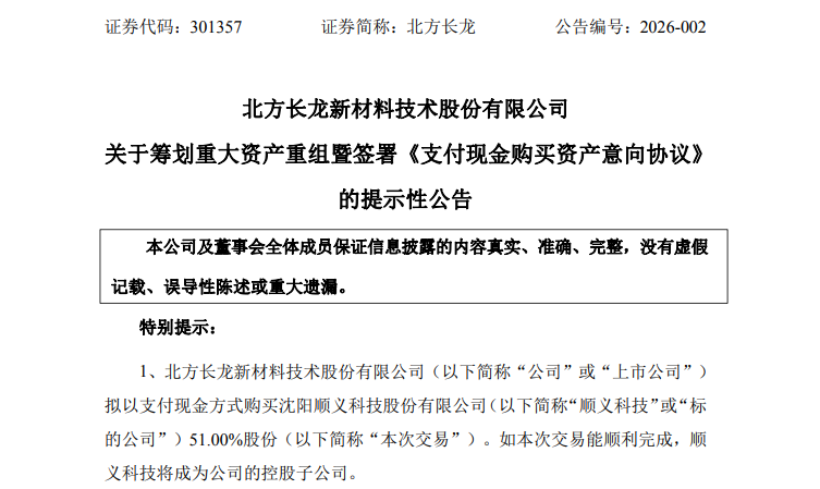 301357 筹划重大资产重组!