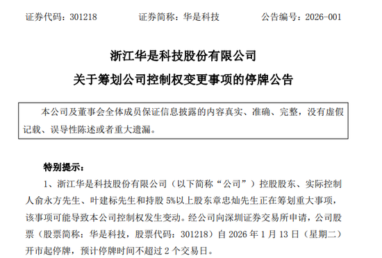停牌！301218，筹划控制权变更！今日一度20%涨停-313啦实用网