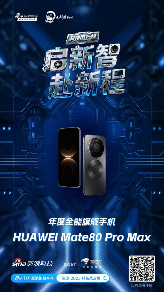 HUAWEI Mate80 Pro Max获新浪2025科技风云榜年度全能旗舰手机奖-313啦实用网
