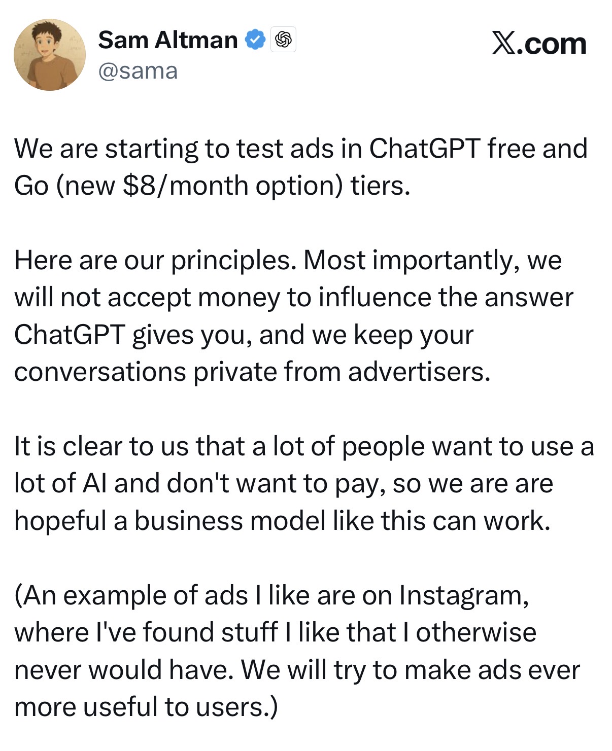 OpenAI等不起了？ChatGPT宣布加广告，用户不买账
