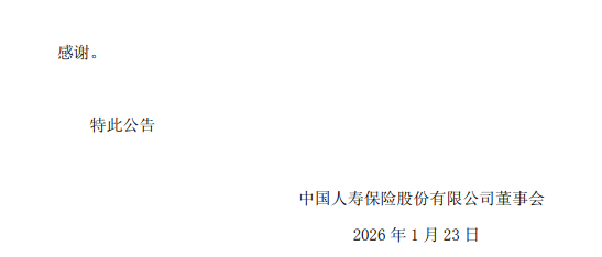 中国人寿：王军辉因工作调整辞任非执行董事