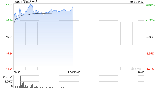 新东方-S午前涨超3% 摩根大通将目标价由53港元升至55港元-313啦实用网