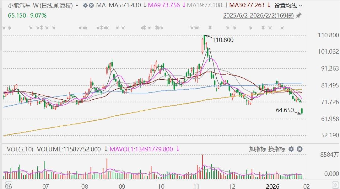 港股异动丨小鹏汽车大跌近10%，1月交付同比下降34.07%-313啦实用网