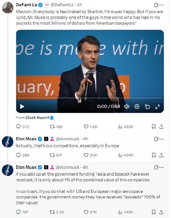 马斯克回应马克龙称其是获得美国政府补贴最多的人-313啦实用网