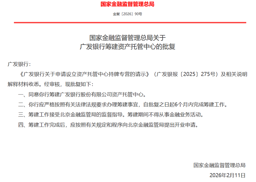 广发银行获批筹建资产托管中心-313啦实用网