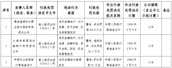 中国农业发展银行青海省分行因违反金融统计管理规定被罚81万元-313啦实用网