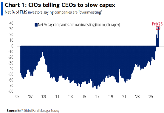 美银调查显示AI泡沫成首要尾部风险 资本支出过热担忧创纪录-313啦实用网