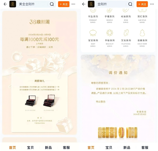 调价前夕爆发抢购潮，老铺黄金天猫大促首日单店成交破10亿-313啦实用网