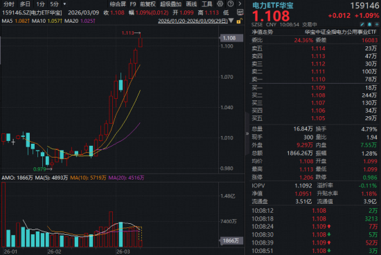 新高又新高！北美“缺电”逻辑演绎，3只电力股逆市涨停，华宝基金电力ETF（159146）涨逾1%再创纪录！-313啦实用网