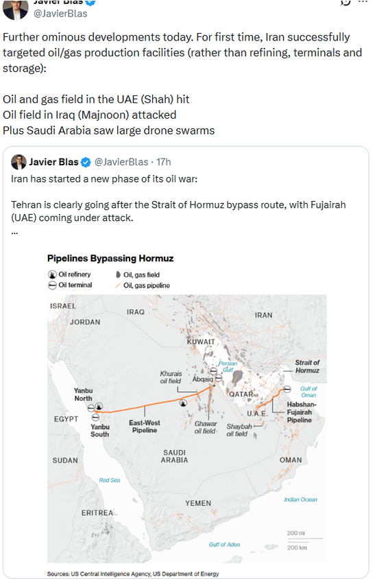 市场“高兴得太早”？阿联酋、伊拉克油气田战后首次遭袭、关键替代港口富查伊拉再遇袭