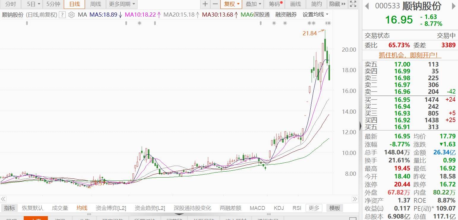 A股异动丨顺钠股份跌近9%，持股5%以上股东张明园减持0.9988%股份-313啦实用网