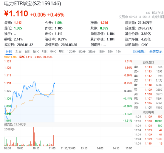 电力股逆市冲高！立新能源、浙江新能涨停！华宝基金电力ETF（159146）冲击四连阳！-313啦实用网