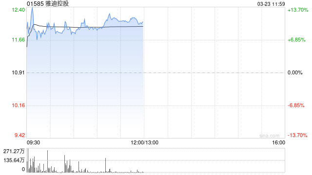 雅迪控股盘中涨超13% 去年纯利预计超29亿元-313啦实用网