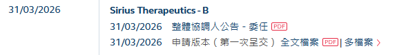 靖因药业 Sirius-B,递交IPO招股书,拟赴香港上市,高盛、海通、汇丰联席保荐
